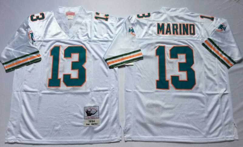 Dolphins 13 Dan Marino White M&N Throwback Jersey->nfl m&n throwback->NFL Jersey